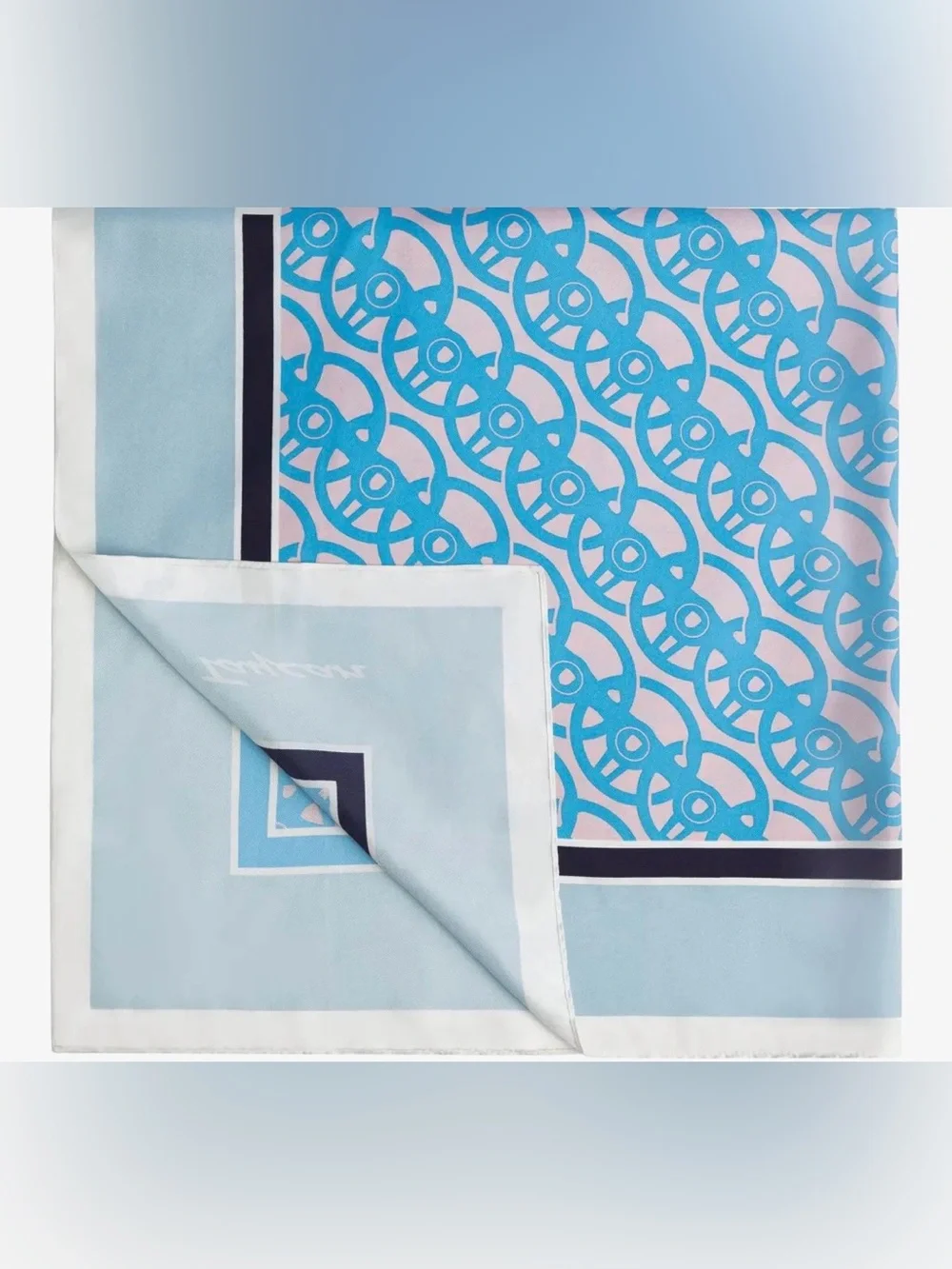Porsche 100% Silk Blue & Pink Patterned Scarf